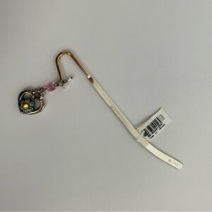 NWT Brighton Orchard Silver Tone Bookmark with heart Charm, ‘Bloom From Within’